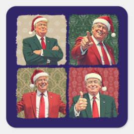 Trump Pop Art Weihnachtsaufkleber MAGA Feiertage Quadratischer Aufkleber