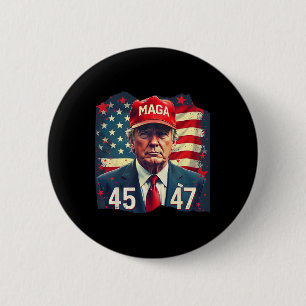 Trump-Präsident mit der Fahne von 45-47 Mega Us Button