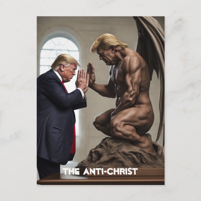 Trump Prays in einer Kirche Der Antichrist Postkarte (Vorderseite)