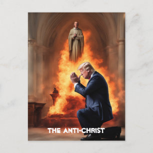 Trump Prays in einer Kirche Der Antichrist Postkarte