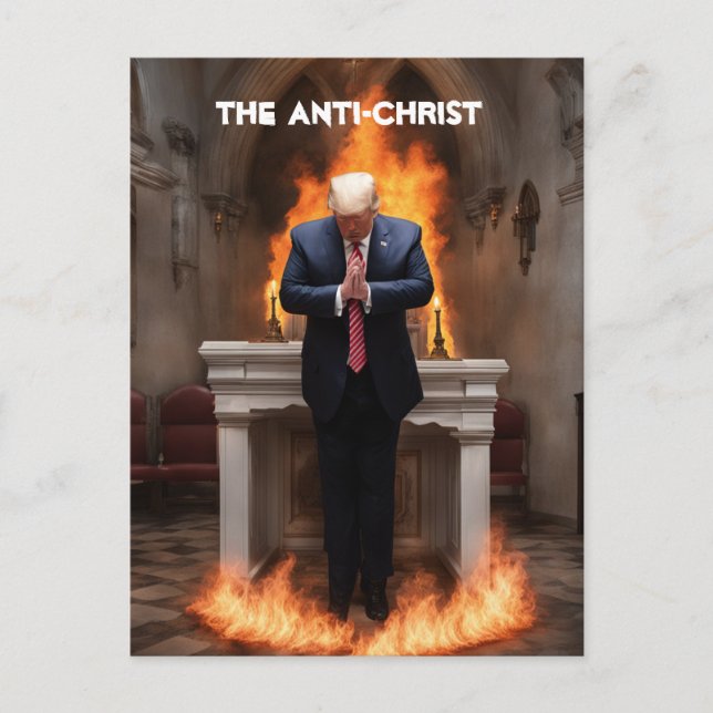 Trump Prays in einer Kirche Der Antichrist Postkarte (Vorderseite)