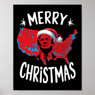 Trump Red Election Map frohe Weihnachten Trump Win Poster