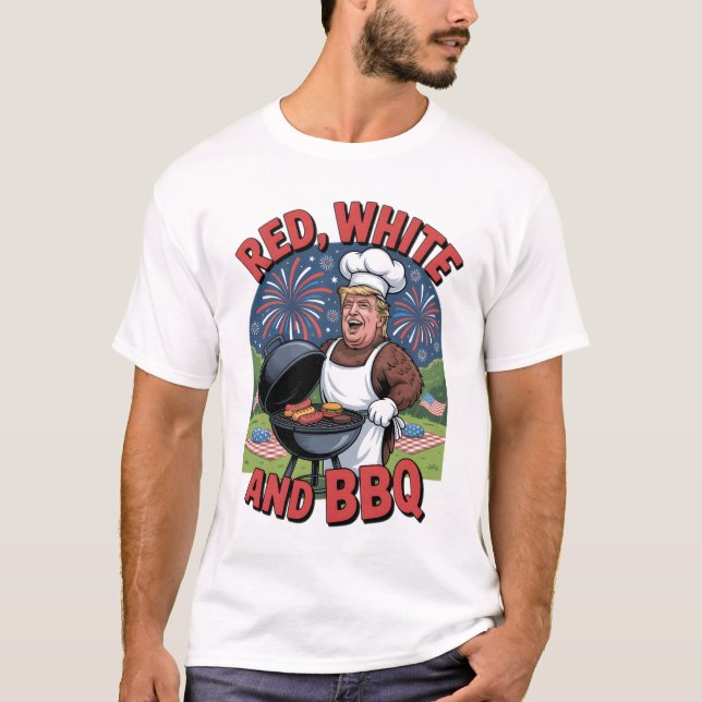 Trump Red White und GRILLEN 4. Juli T-Shirt (Vorderseite)