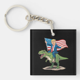 Trump reitet auf Dinosaurier T Rex USA Amerikanisc Schlüsselanhänger
