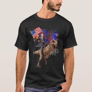 Trump Reitet Auf Einem Dinosaurier T-Rex Unterstüt T-Shirt