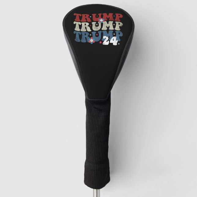 Trump Retro Groovy Blume 24 Wahlen 2024 Golf Headcover (Vorderseite)