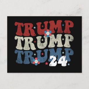 Trump Retro Groovy Blume 24 Wahlen 2024 Postkarte