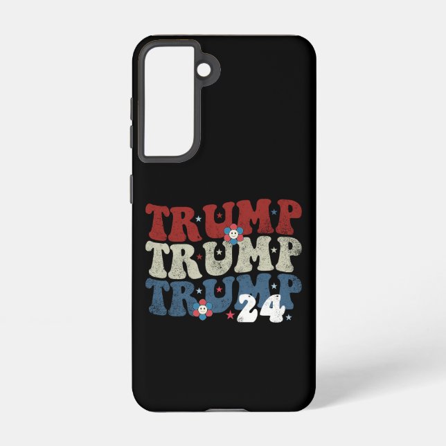 Trump Retro Groovy Blume 24 Wahlen 2024 Samsung Galaxy Hülle (Rückseite)