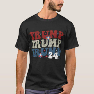Trump Retro Groovy Blume 24 Wahlen 2024 T-Shirt