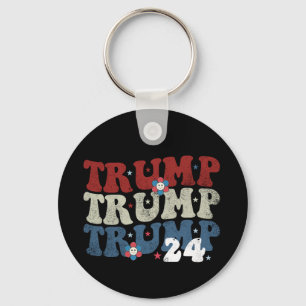 Trump Retro Groovy Flower 24 Wahl 2024 Schlüsselanhänger