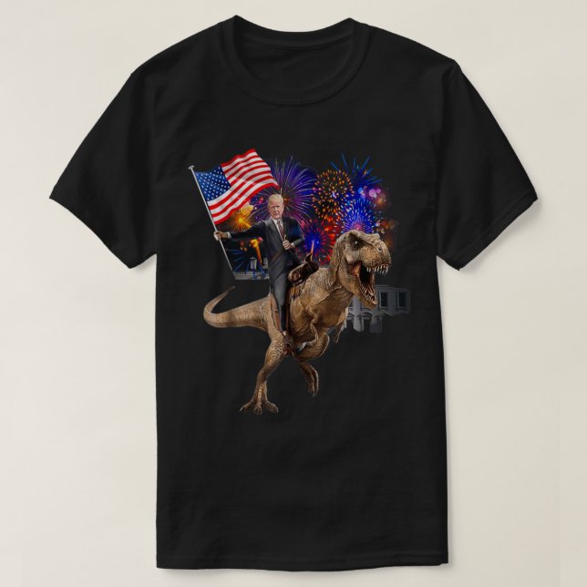 Trump Riding ein Dinosaurier Tre Unterstützer Trum T-Shirt (Design vorne)