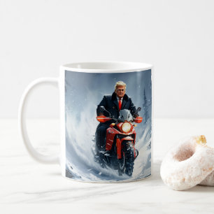 Trump Riding Motorrad im Winter Weihnachten MAGA Kaffeetasse