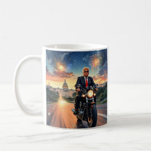 Trump Riding Motorrad US Hauptstadt Fireworks MAGA Kaffeetasse
