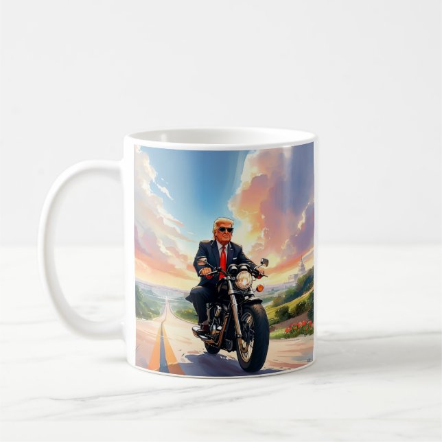 Trump Riding Motorrad US Hauptstadt Washington DC Kaffeetasse (Links)