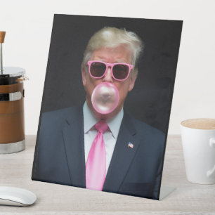 Trump Rosa Kaugummi Präsident 47 USA Sockelschild