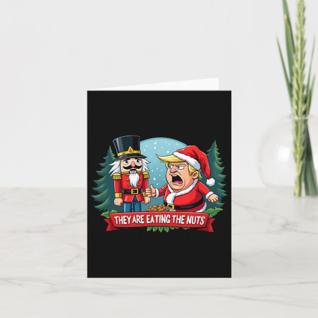 Trump Santa Claus mit Nutcracker essen sie Karte (Vorderseite)