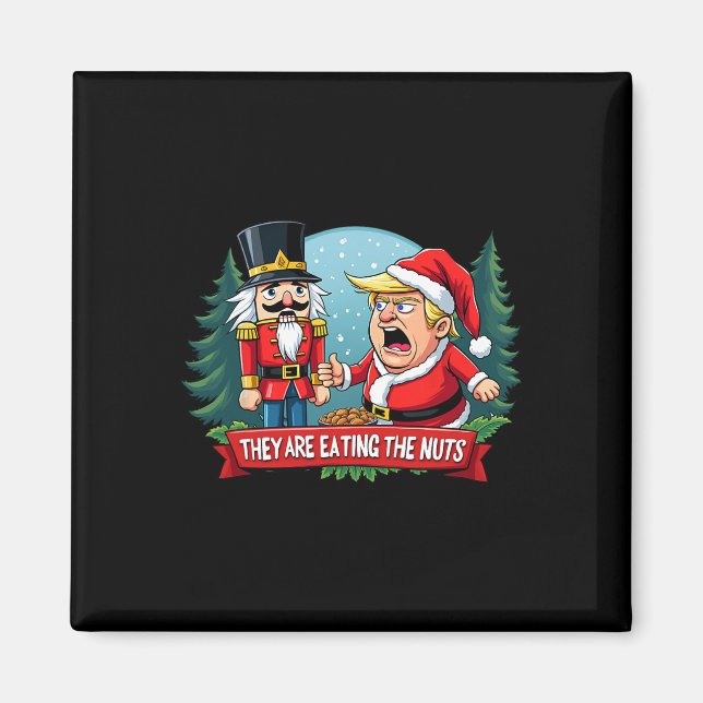 Trump Santa Claus mit Nutcracker essen sie Magnet (Vorne)