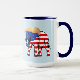 Trump Schlechte Frisur Elefant 15 oz Ringer Tasse, Tasse