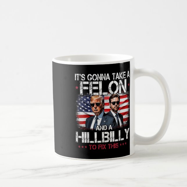 Trump schwindet auf seine Konna und holprig Kaffeetasse (Rechts)
