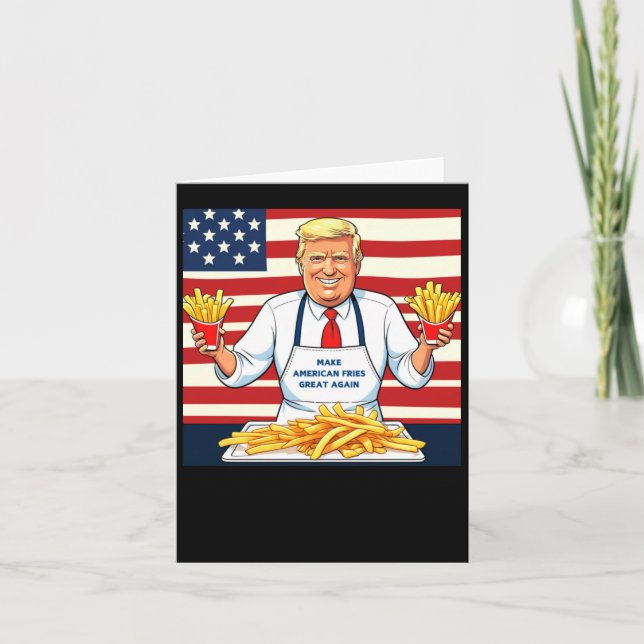 Trump Serving Mcdonalds Fries Karte (Vorderseite)