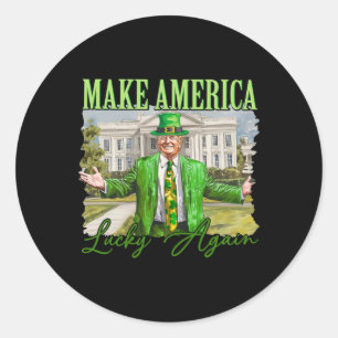 Trump Shamrock Make America Lucky Again St. Patric Runder Aufkleber