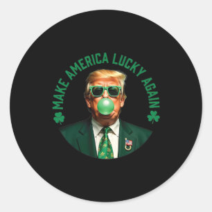 Trump Shamrock Make America Lucky Again St Patrick Runder Aufkleber