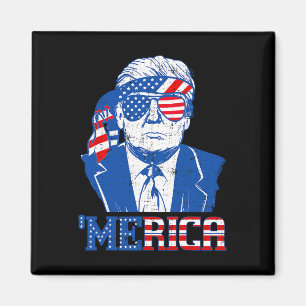Trump Shirt Merica Trump Sungl US Flag 4. Juli Magnet