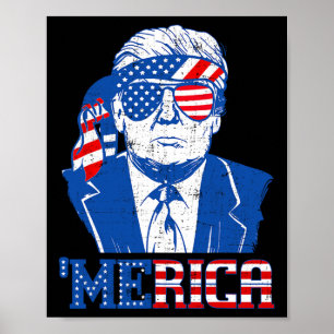 Trump Shirt Merica Trump Sungl US Flag 4. Juli Poster