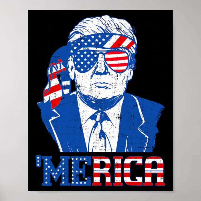 Trump Shirt Merica Trump Sungl US Flag 4. Juli Poster (Vorne)