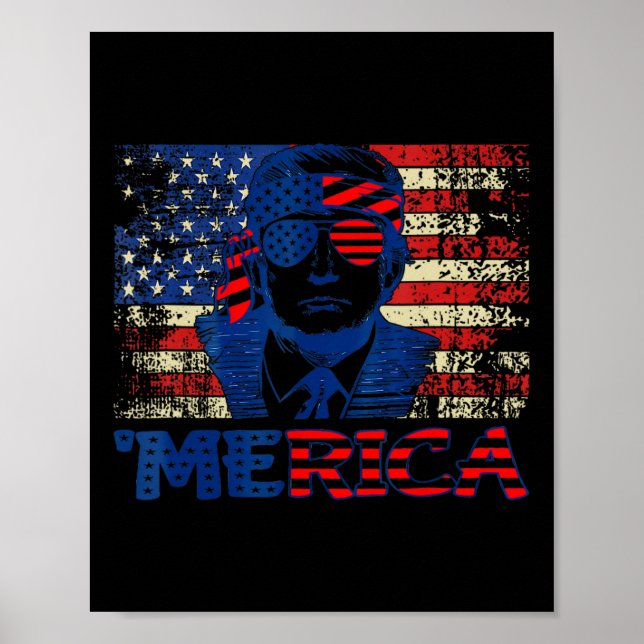 Trump-Shirt Viertes 4. Juli Trump American Fla Poster (Vorne)