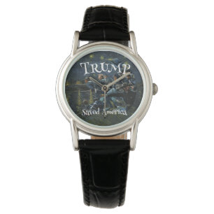 Trump Signature Dunkelblau Freiheit Familie Glaube Armbanduhr