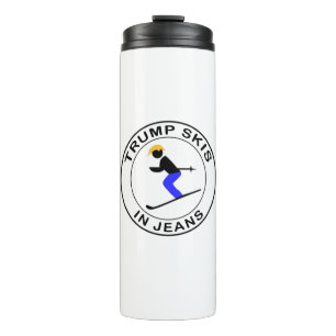Trump Skis in Jeans Thermosbecher