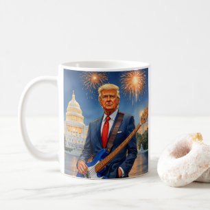 Trump spielt Electric Bass US Hauptstadt Fireworks Kaffeetasse