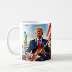 Trump spielt Electric Guitar Statue Liberty Flag Kaffeetasse