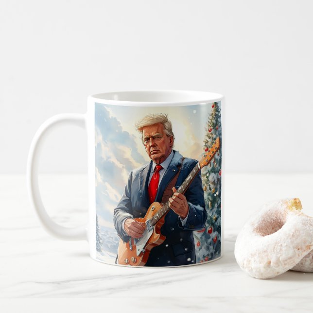 Trump spielt Electric Guitar von Weihnachtsbaum Kaffeetasse (Mit Donut)