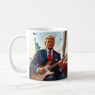 Trump spielt elektrische Gitarre in der Freiheitss Kaffeetasse