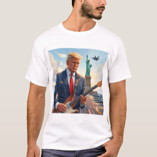 Trump spielt elektrische Gitarre in der Freiheitss T-Shirt