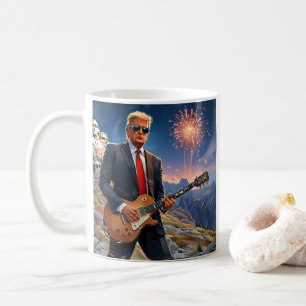 Trump spielt elektrische Gitarre Mount Rushmore MA Kaffeetasse