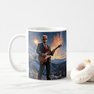 Trump spielt elektrische Gitarre Mount Rushmore MA Kaffeetasse