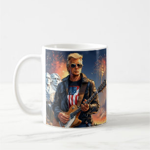 Trump spielt elektrische Gitarre Mount Rushmore MA Kaffeetasse