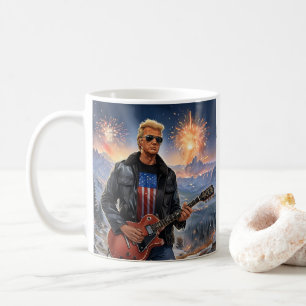 Trump spielt elektrische Gitarre Mount Rushmore MA Kaffeetasse