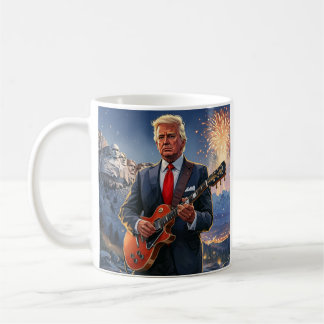 Trump spielt elektrische Gitarre Mount Rushmore MA Kaffeetasse