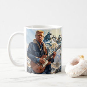 Trump spielt elektrische Gitarre Mount Rushmore MA Kaffeetasse