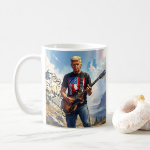 Trump spielt elektrische Gitarre Mount Rushmore MA Kaffeetasse