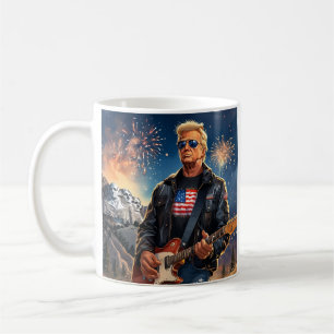Trump spielt elektrische Gitarre Mount Rushmore MA Kaffeetasse