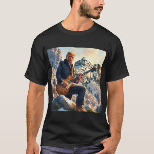 Trump spielt elektrische Gitarre Mount Rushmore MA T-Shirt