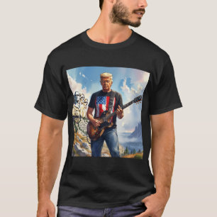 Trump spielt elektrische Gitarre Mount Rushmore MA T-Shirt