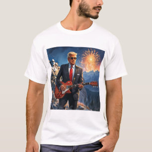 Trump spielt elektrische Gitarre Mount Rushmore MA T-Shirt
