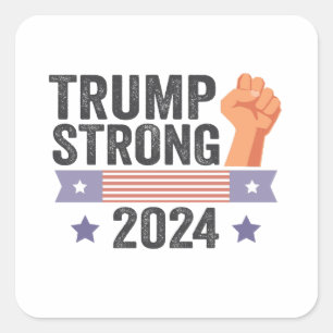 Trump Strong 2024 Patriotic American Flag Election Quadratischer Aufkleber