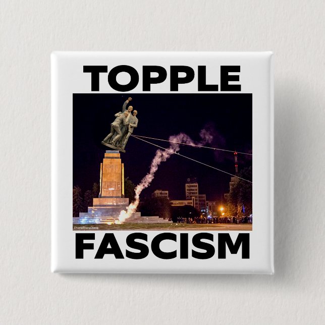 TRUMP "STÜRZT DEN FASCISMUS" KNOPF BUTTON (Vorderseite)